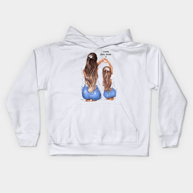 “I Love You, Mom” Kids Hoodie by AllessyArt 